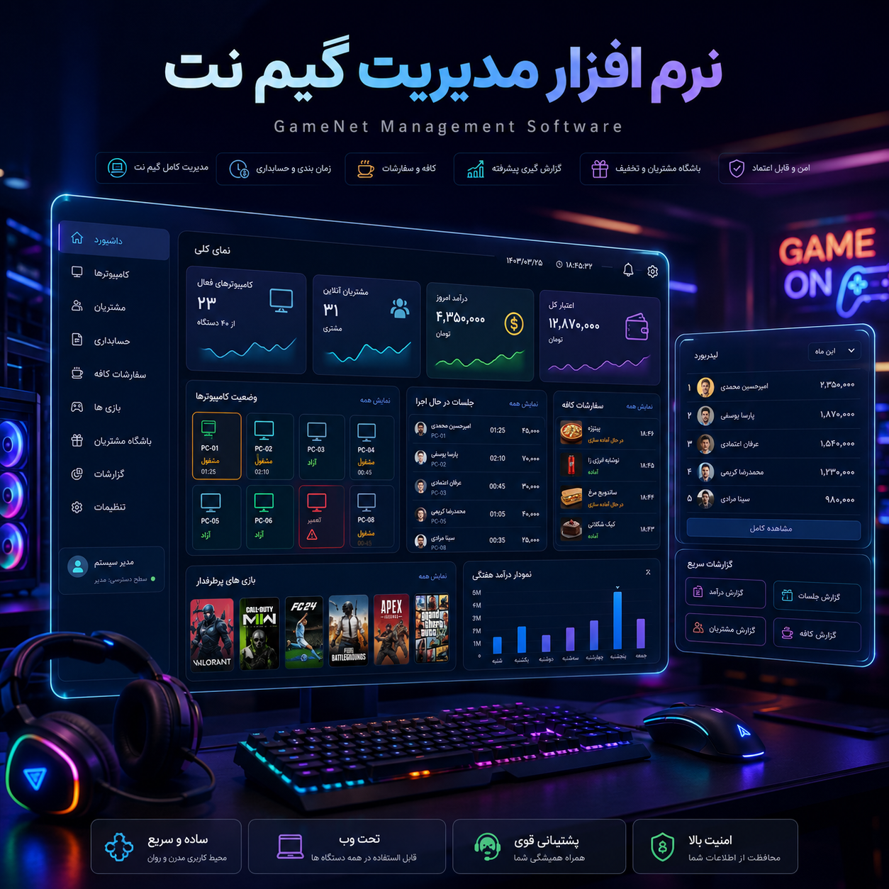 نرم افزار مدیریت گیم نت فونیکس نت